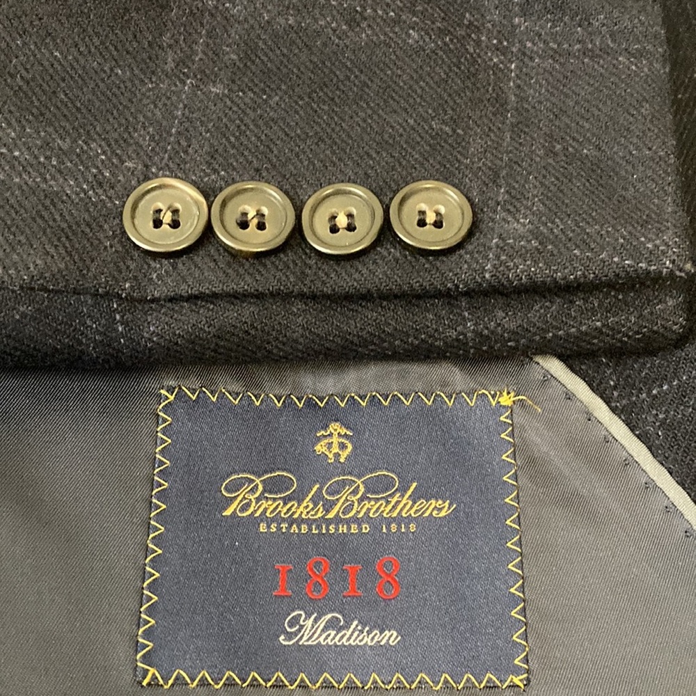 Brooks Brothers Sport Coat Mens 41R 41S Navy Blue Wool Cashmere Full Canvas